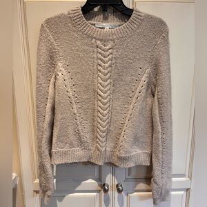 Veronica Beard Taupe Cable Knit Sweater Size M 78% wool